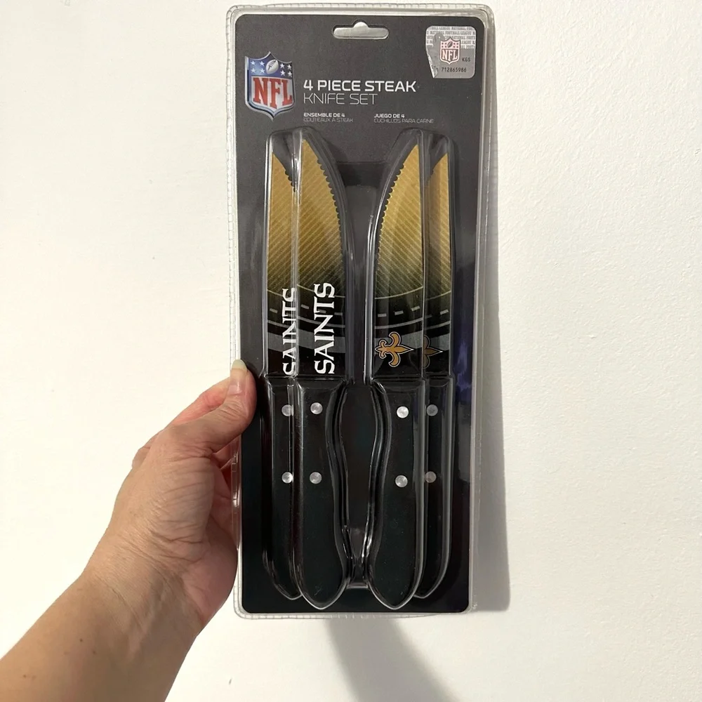 NFL New Orleans Saints Black & Gold 4-Piece Steak Knife Set – NWT